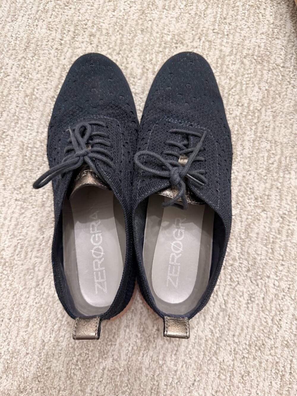 Cole Haan ZERØGRAND Zerogrand Stitchlite Wingtip Oxford - Navy Glitter / Pink